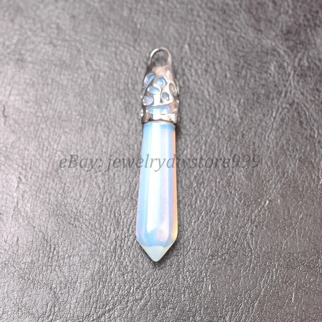 Natural Gemstones Long Hexagonal Pointed Reiki Chakra Pendant Beads Healing 60MM