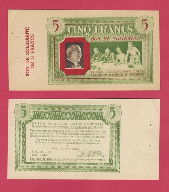 France Bon De Solidarite 5 Francs Campbell C-2325 Choice Uncirculated NICE!