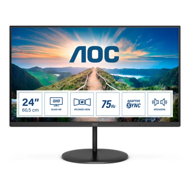AOC Q24V4EA, LED-Monitor 60 cm(24 Zoll), schwarz, QHD, 75 Hz, IPS