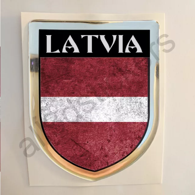 Lettonia Adesivi Scudetto 3D Bandiera Sporco Resinato Adesivo Vinile Resinati