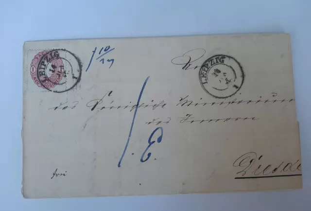 Altdeutschland Sachsen Brief mit Stempel Leipzig