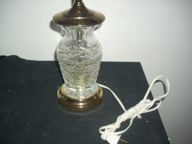 Vintage Waterford Crystal Table Lamp Brass Glass 14" Tall  Nice