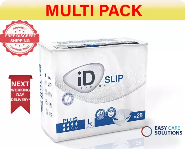 ID Expert Slip - Plus - Large - 4 Packs Of 28 Incontinence Slips - PE Backed