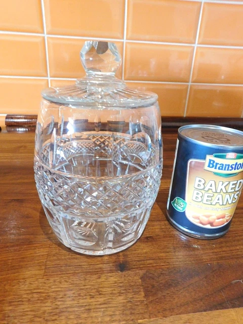 Attractive Glass Lidded Biscuit Storage Jar Cross Cut & Circular Design