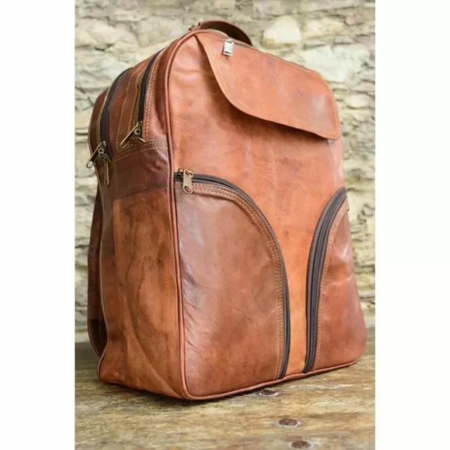 Vintage sac à dos en cuir marron véritable sac à dos sac de voyage 2019...