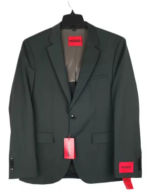 Hugo Boss Men's Modern-Fit Super Flex Virgin Wool Suit Jacket Dark Green 42L NWT