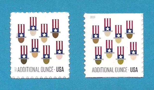 US-2017 & 2019 Scott #5174 & 5341 Two Single MNH Stamps - Uncle Sam's Hat.