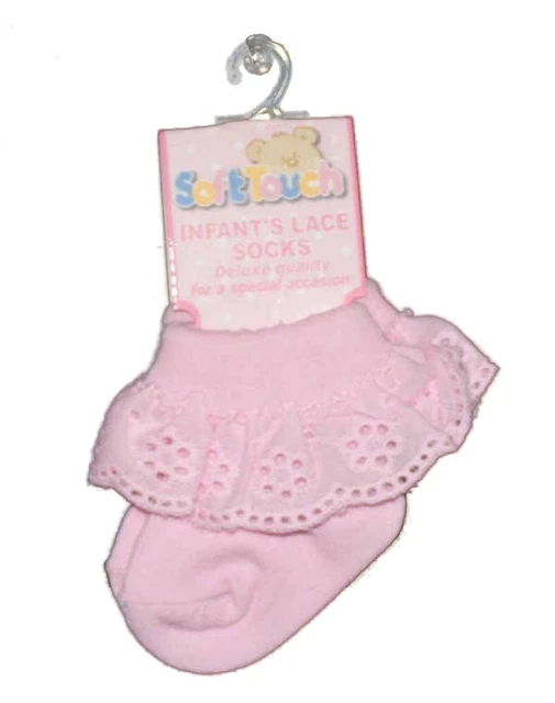 Nuovo con Etichetta Baby Ragazze Bianco O Rosa Sangallo Calzino 0-3m 3-6m 6-12m