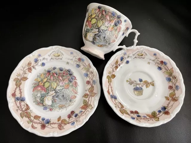 Royal Doulton Brambly Hedge Autumn Tea Cup Saucer Plate Trio, Made In England 2