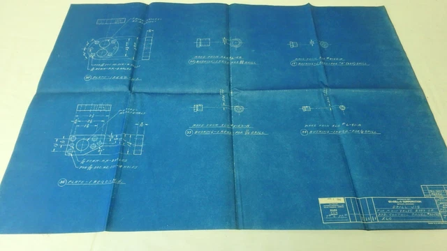 Antique Blueprint Industrial Art Detroit Automotive Ex-Cello Corp 1940 36"x24" C