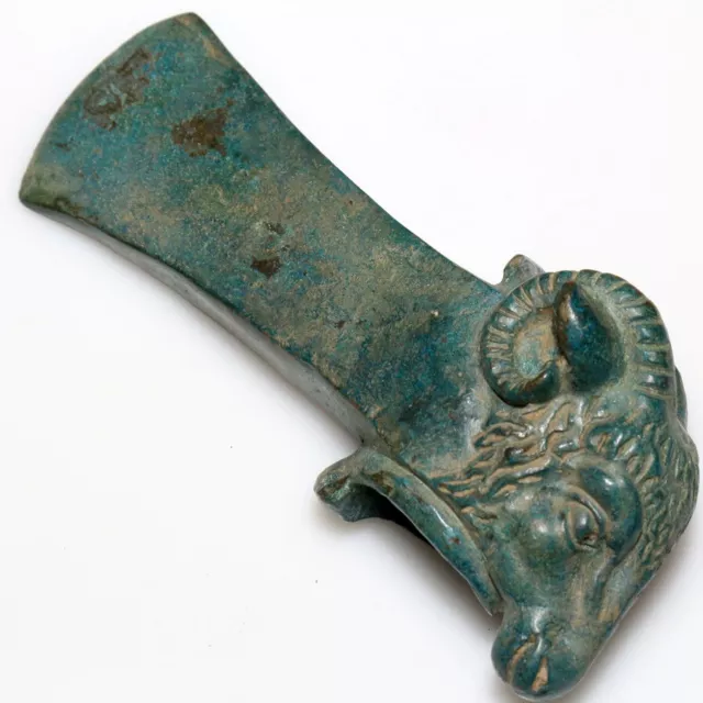 Ancient Roman bronze Ax Axe decorated with Ram head-ca 100 A.D