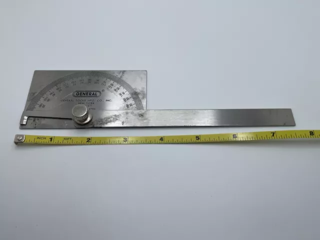 NICE General Tools No. 17 Stainless Steel Protractor Vintage Machinist Gauge USA 2