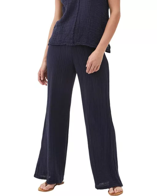 Michael Stars L122508 Womens Navy Smocked Cotton Wide-Leg Pants Size S