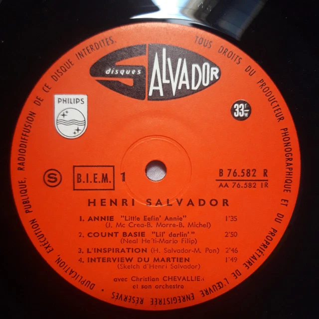 Henri Salvador – Le Martien LP 10'' 1963 French B 76 582 R 4