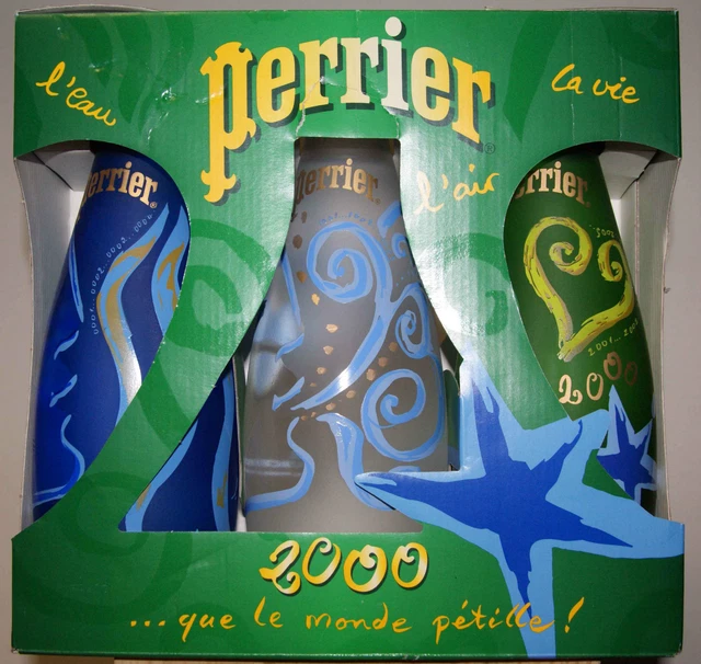 RARE COFFRET 3 bouteilles eau PERRIER millésime 2000 neuf collection ...