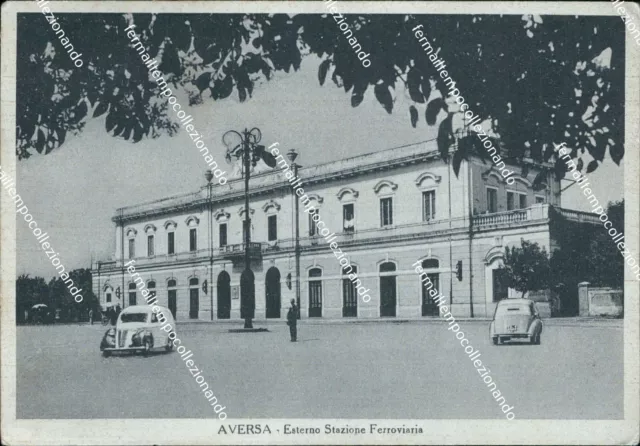 bn621 cartolina  aversa stazione ferroviaria provincia di caserta