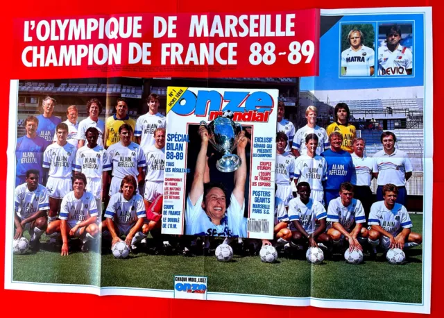 FOOTBALL ONZE MONDIAL HS n°1 BILAN 1989 OM CHAMPION + POSTER GEANT OM & PSG