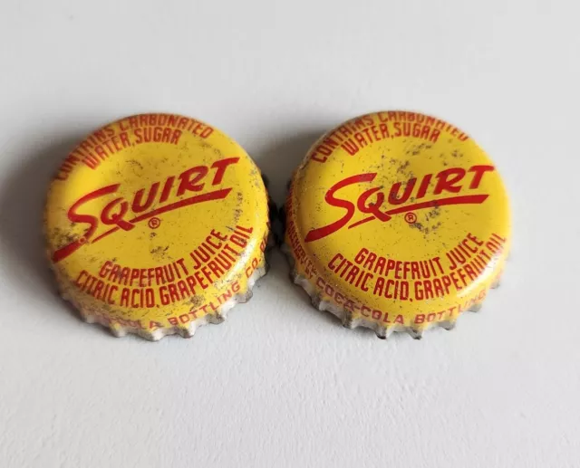2 Vintage Squirt MINOT ND cork cap pop SODA BOTTLE CAP