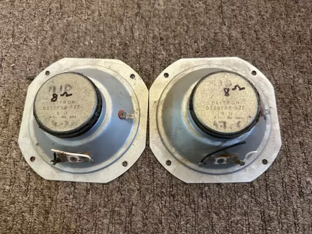 Pair of Vintage Deitron D12DP60-02F 8 Ohm Speakers Driver Mid Range Woofers