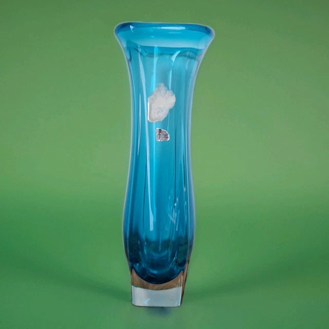 Grand Vase Ancien En Verre Moulé Bleu – SARS France – Années 1930