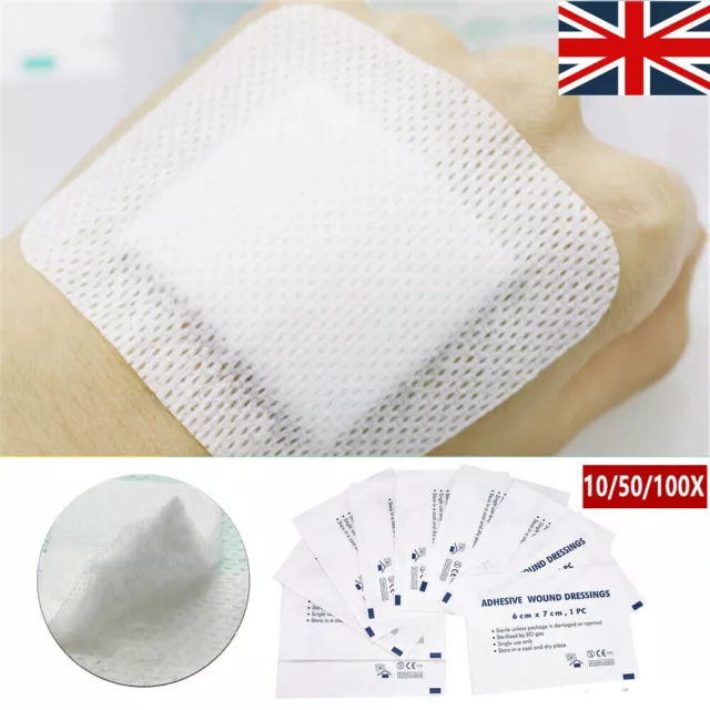 10-100x Non-Woven Medical Adhesive Wound Dressing Large Band Aid Bandage 6x7cm