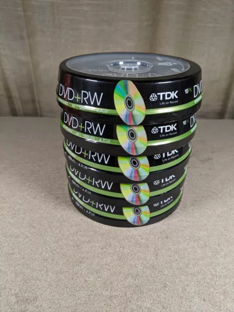 50 x TDK DVD+RW Re-Writable Discs 4x 120min 4.7GB New Sealed
