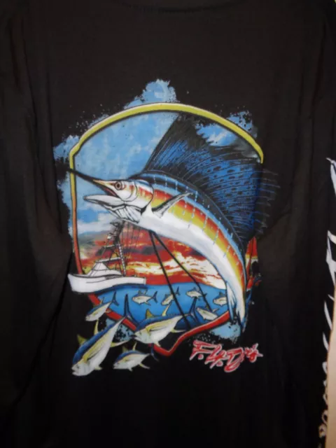 FH DAVIS SPORT Fishing Black Men's Duo Tec Long Sleeve T-Shirt Size S  $14.99 - PicClick