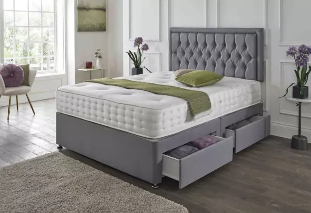 ORTHOPAEDIC DIVAN BED SET WITH MATTRESS AND HEADBOARD 3FT 4FT6 Double 5FT King