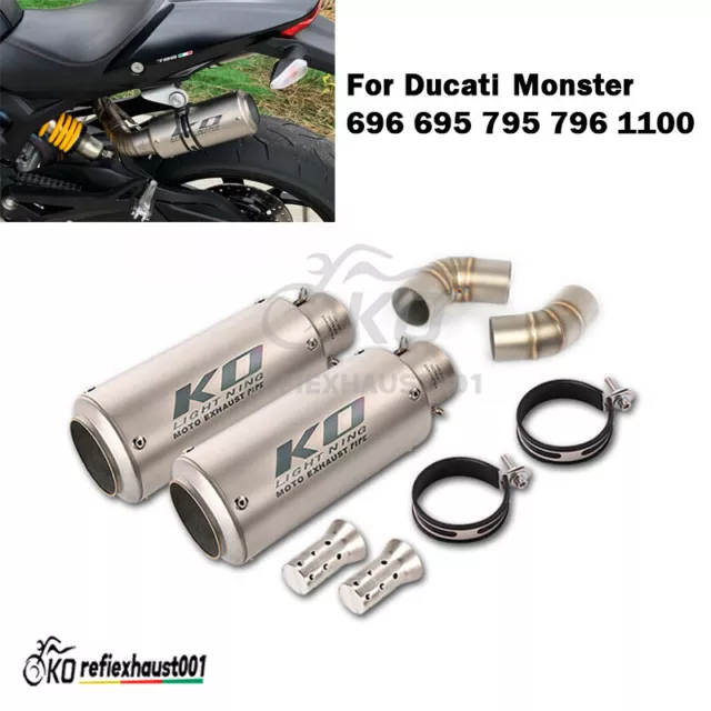 Exhaust Muffler Tip Silencer Middle Tube For Ducati Monster 696 695 795 796 1100