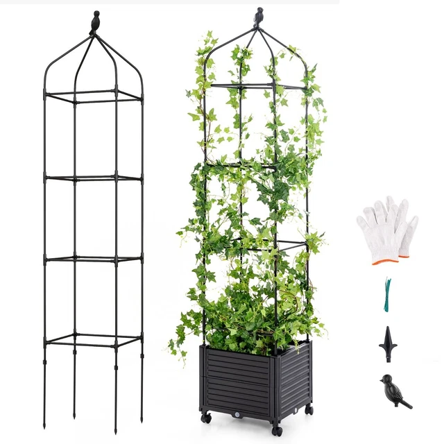 RANKHILFE MIT BLUMENKASTEN & Selbstbewässerung auf Rollen Garten