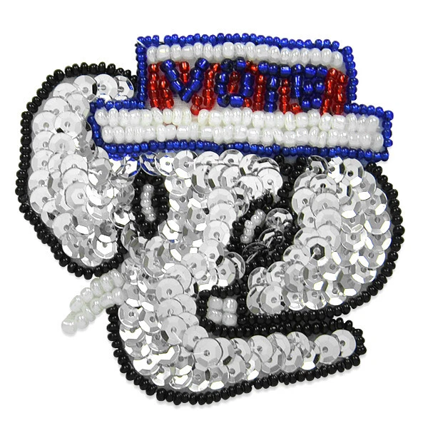 3" x 2 1/2" Republican GOP Elephant Sequin Applique/Patch - Multi Colors