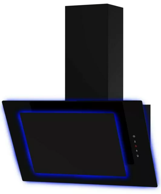 Innocenti ART28310 60cm Angled Cooker Hood Aurora Blue LED Halo Glass Extractor