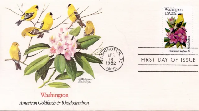 Enveloppe / Birds / Oiseaux / Washington 1982 / Washington / Amaerican Goldfinch