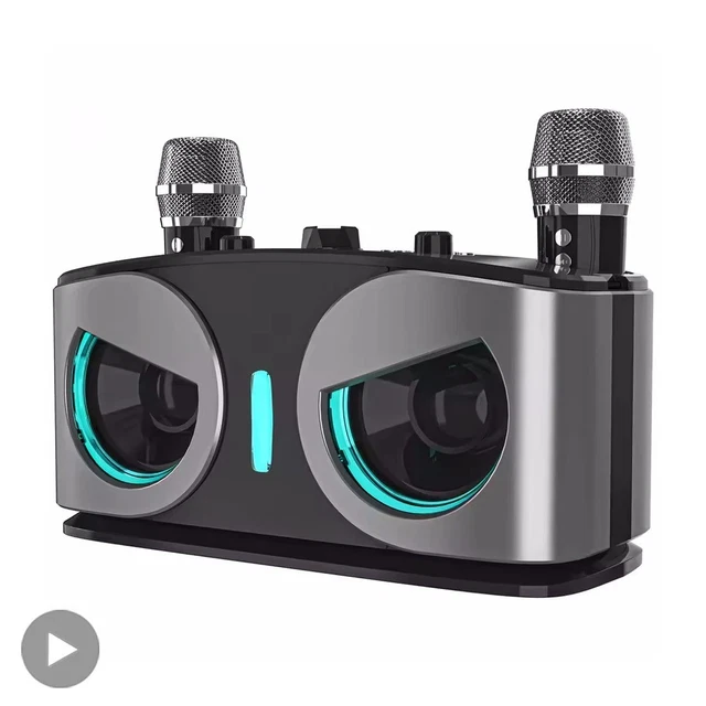 PORTABLE KARAOKE BLUETOOTH Speaker 20W Dual Mic Subwoofer Wireless ...