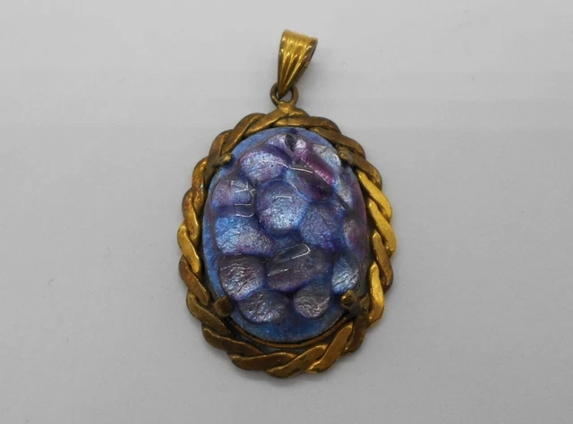 Pendentif Ancien Émaux De Limoges - Coeur Noir émaillé, Signé, Occasion