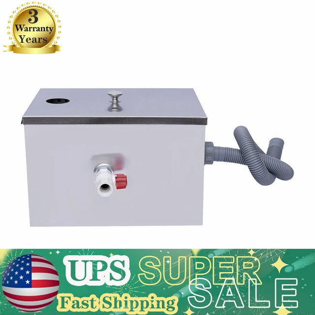 Commercial Grease Trap Stainless Steel Interceptor Oil Water Separator35*25*23cm