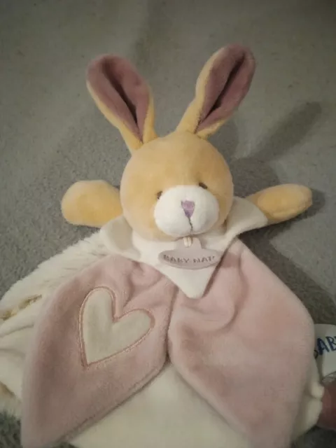 Doudou plat lapin rose avec coeur baby nat