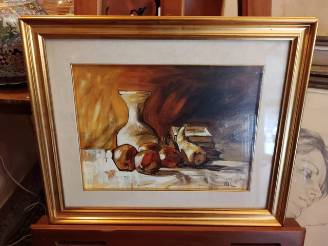 quadro olio su tela con cornice firmato in basso aurore pablo  misura 50x60
