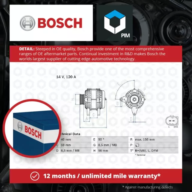 Alternator fits AUDI TT 8N3, 8N9 1.8 3.2 98 to 06 Bosch 028903028E 028903029G