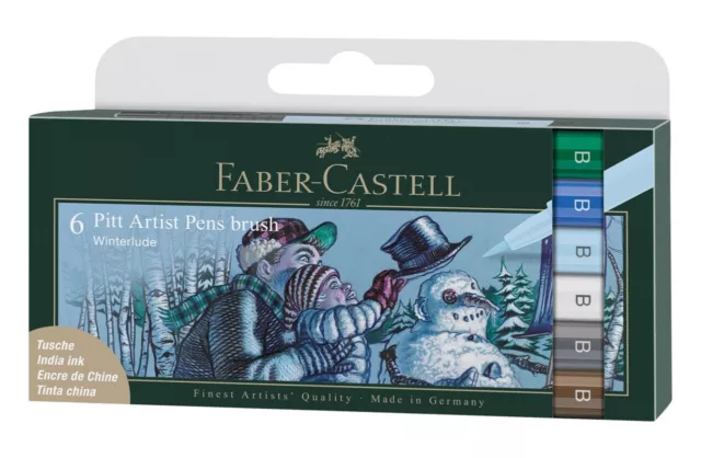 Faber Castell Tuschestift Pitt Artist Pen B Winter 6Er Etui Neu Ovp