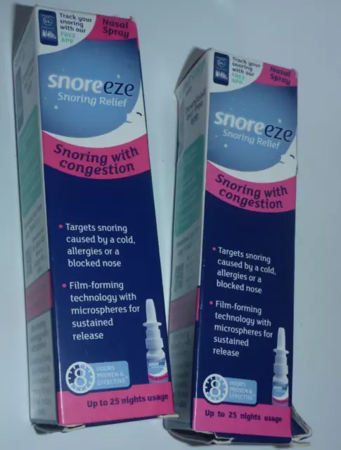 2 Pack of 10 ml Snoreeze Snoring Relief Nasal Spray 20 ml Total