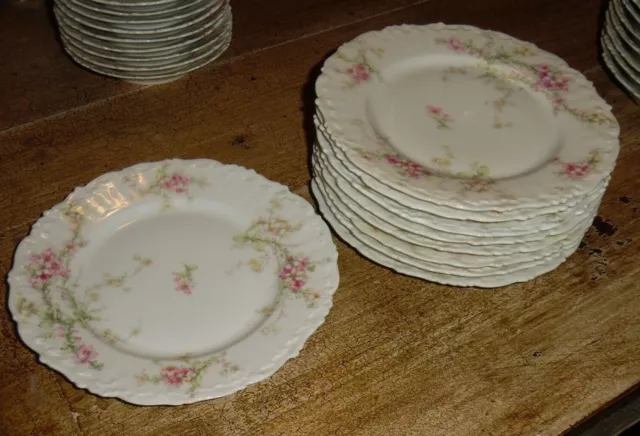 9 Bawo & Dotter Elite Limoges Pink Floral Porcelain Salad Plates - 7 5/8"