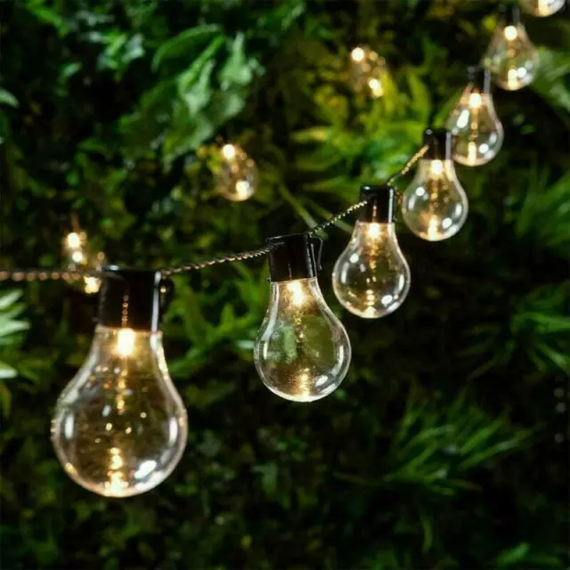 String Lights Solar Retro Ball Outdoor Garden LED Festoon Party Globe Bulb Lamp