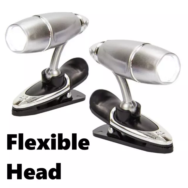 2x Mini Flexible Adjustable Portable Clip On Led Night Light Reading Lamp Clip 3