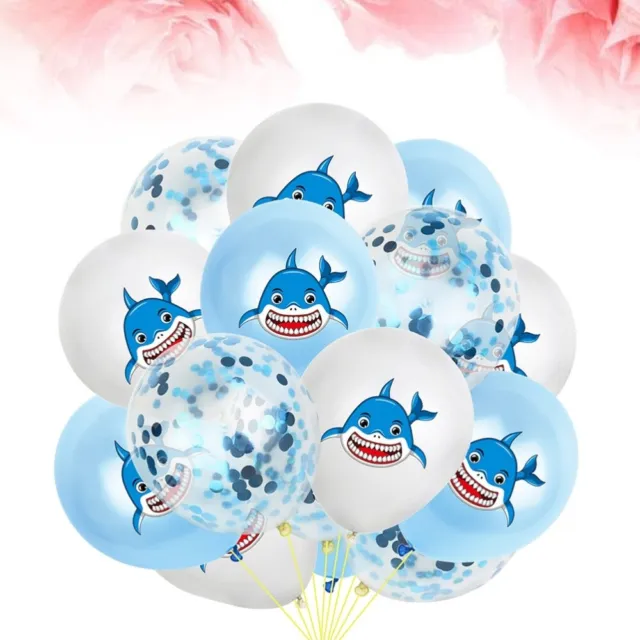 15 PCS Couleur Impression Requin Sequin Ballons De Bande Dessinée Décoratif