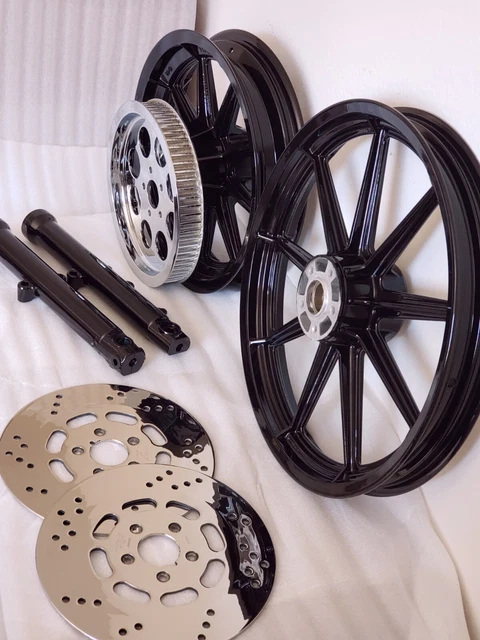 black spoke wheels for harley davidson