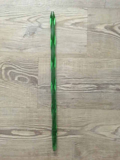 Antique Green Swirl Twist Glass Towel Bar Thick Replacement Rod 19" Vtg