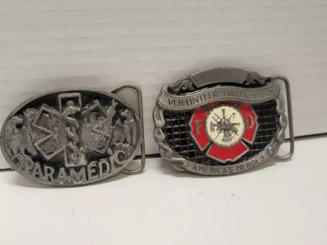 Vintage-Buckles Of America Volunteer Firefighters And Paramedic Belt Buckle