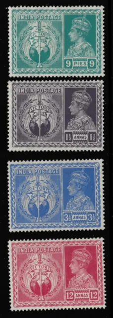 KING GEORGE VIth VICTORY STAMPS. INDIA SG278-281. MOUNTED MINT.
