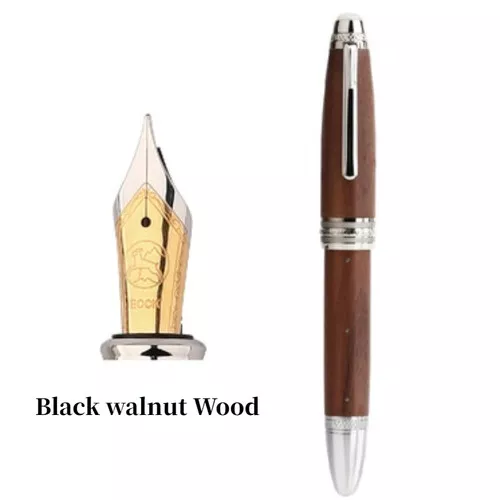 Majohn M1000 Solid Wood Fountain Pen Handmade Rivets Pearl Top BOCK Nib Ink Pen